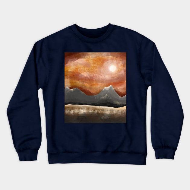 sunset in the mountains Crewneck Sweatshirt by Zjuka_draw